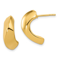 Load image into Gallery viewer, 14K Polished Hollow J-Hoop Post Earrings
