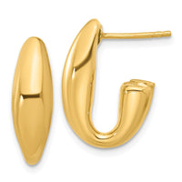 Load image into Gallery viewer, 14K Polished Hollow J-Hoop Post Earrings
