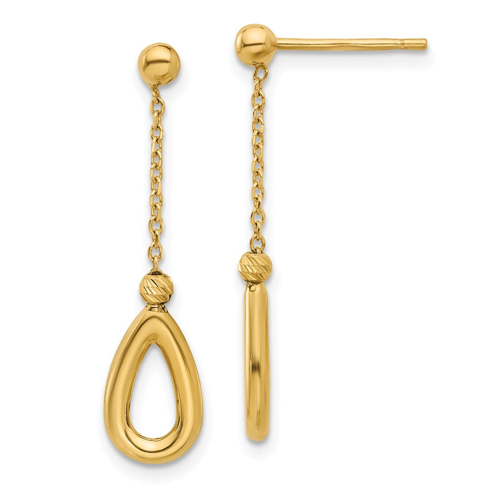 14k Polished Teardrop Dangle Post Earrings