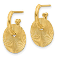 Load image into Gallery viewer, 14K Polished and Textured Circle Dangle Post Earrings
