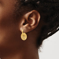 Load image into Gallery viewer, 14K Polished and Textured Circle Dangle Post Earrings
