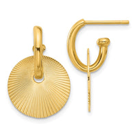 Load image into Gallery viewer, 14K Polished and Textured Circle Dangle Post Earrings
