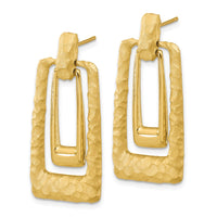 Load image into Gallery viewer, 14K Polished and Satin Rectangle Dangle Post Earrings
