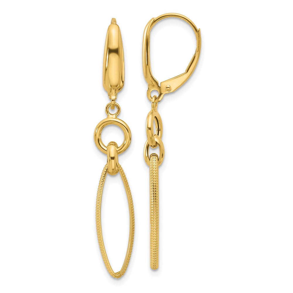 14K Polished and Diamond-cut Dangle Earrings