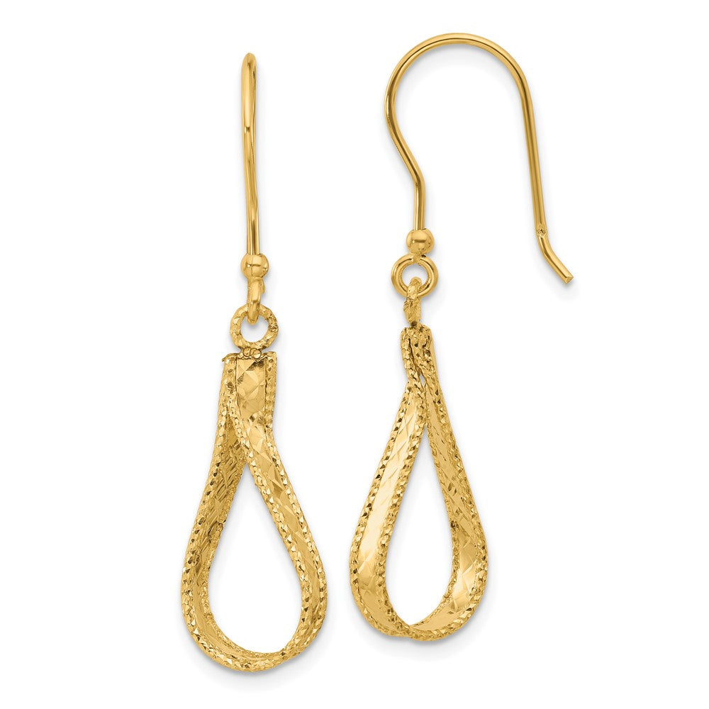 14K Polished and Diamond-cut Dangle Earrings