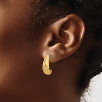 Load image into Gallery viewer, 14K Polished and Diamond-cut J-Hoop Earrings
