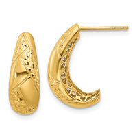 Load image into Gallery viewer, 14K Polished and Diamond-cut J-Hoop Earrings
