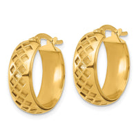 Load image into Gallery viewer, 14K Polished and Brushed Fancy Hoop Earrings
