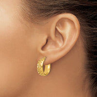 Load image into Gallery viewer, 14K Polished and Brushed Fancy Hoop Earrings
