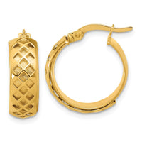 Load image into Gallery viewer, 14K Polished and Brushed Fancy Hoop Earrings
