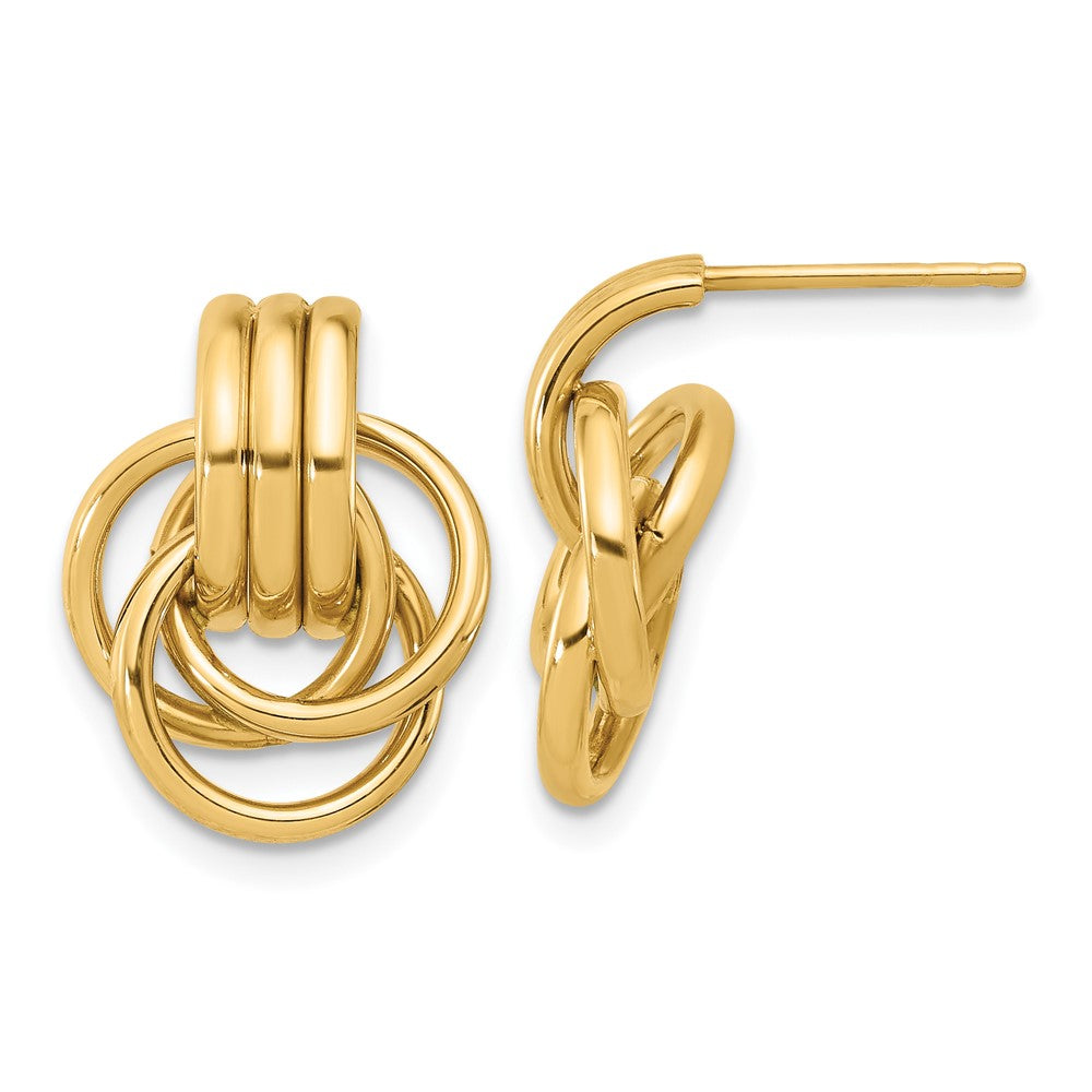 14K Polished Circles Post Earrings