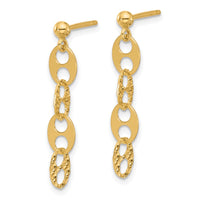 Load image into Gallery viewer, 14K Polished and Textured Fancy Link Dangle Earrings
