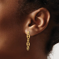 Load image into Gallery viewer, 14K Polished and Textured Fancy Link Dangle Earrings
