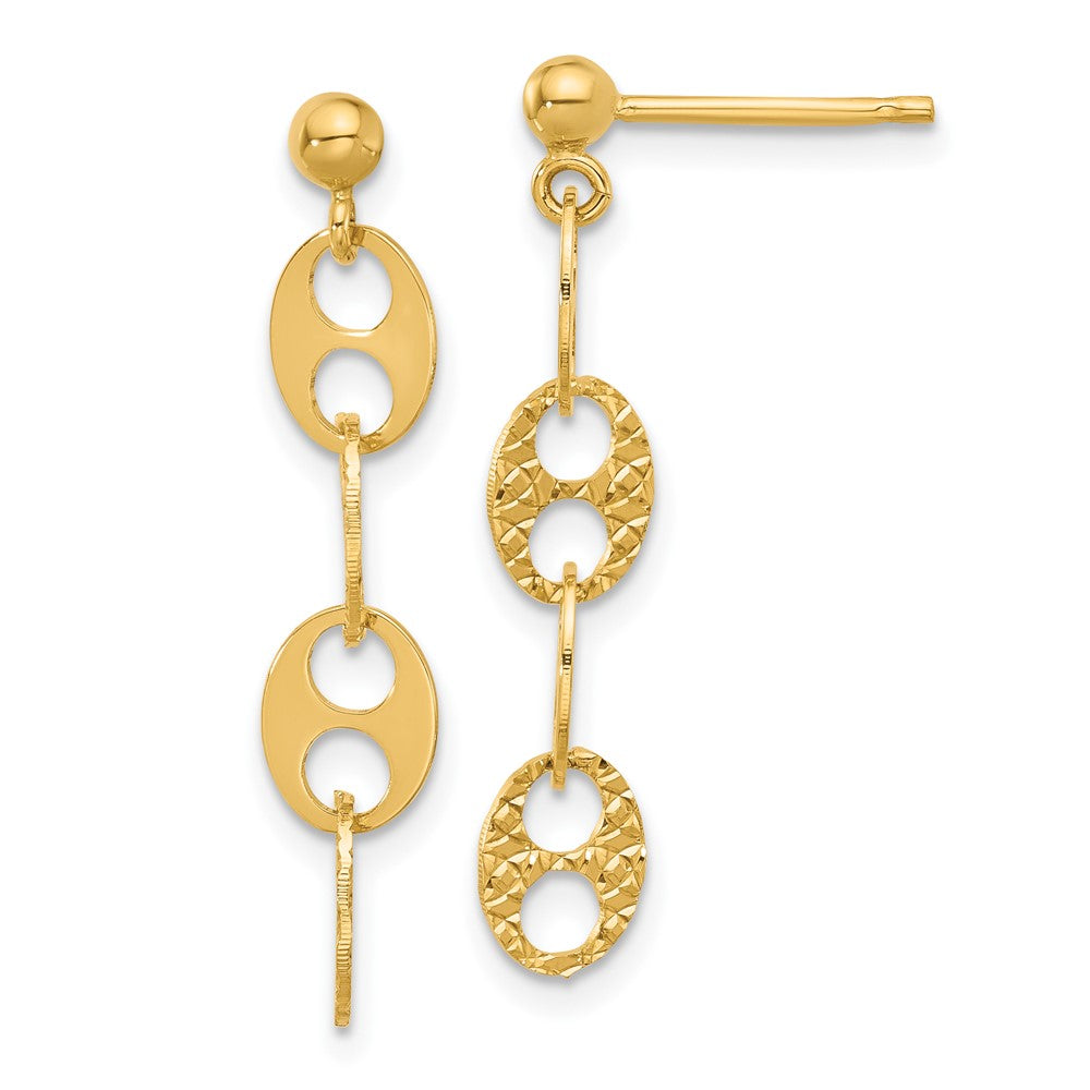 14K Polished and Textured Fancy Link Dangle Earrings
