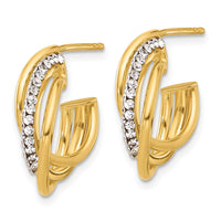 Load image into Gallery viewer, 14K Polished Crystal J-Hoop Post Earrings
