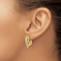 Load image into Gallery viewer, 14K Polished Crystal J-Hoop Post Earrings
