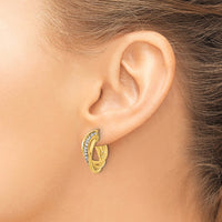 Load image into Gallery viewer, 14K Polished Crystal J-Hoop Post Earrings
