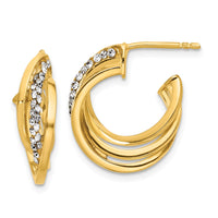 Load image into Gallery viewer, 14K Polished Crystal J-Hoop Post Earrings
