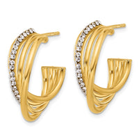 Load image into Gallery viewer, 14K Polished Crystal J-Hoop Post Earrings
