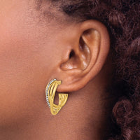 Load image into Gallery viewer, 14K Polished Crystal J-Hoop Post Earrings
