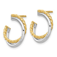 Load image into Gallery viewer, 14K W/White Rhodium Polished and Twisted Post Earrings
