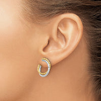 Load image into Gallery viewer, 14K W/White Rhodium Polished and Twisted Post Earrings
