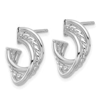 Load image into Gallery viewer, 14K w/Wht RH-plating Polished and Twisted Post Earrings
