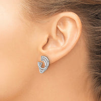 Load image into Gallery viewer, 14K w/Wht RH-plating Polished and Twisted Post Earrings

