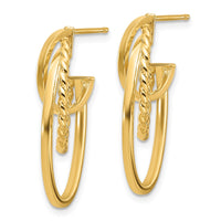 Load image into Gallery viewer, 14K Polished and Twisted Oval J-Hoop Post Earrings
