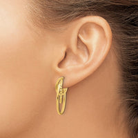 Load image into Gallery viewer, 14K Polished and Twisted Oval J-Hoop Post Earrings
