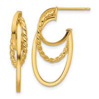 Load image into Gallery viewer, 14K Polished and Twisted Oval J-Hoop Post Earrings
