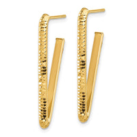 Load image into Gallery viewer, 14K Polished and Diamond-cut Triangle J-Hoop Post Earrings
