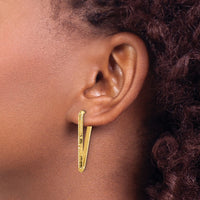 Load image into Gallery viewer, 14K Polished and Diamond-cut Triangle J-Hoop Post Earrings
