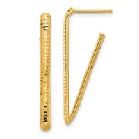 Load image into Gallery viewer, 14K Polished and Diamond-cut Triangle J-Hoop Post Earrings
