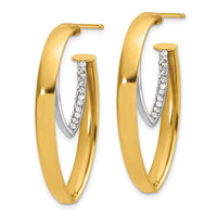 Load image into Gallery viewer, 14K w/White Rhodium Polished w/Crystal Oval Drop Post Earrings
