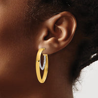 Load image into Gallery viewer, 14K w/White Rhodium Polished w/Crystal Oval Drop Post Earrings
