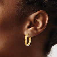 Load image into Gallery viewer, 14K W/White Rhodium Polished and Diamond-cut Hoop Earrings
