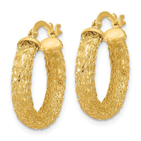 Load image into Gallery viewer, 14K Polished and Textured Hoop Earrings
