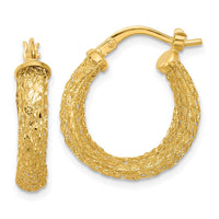 Load image into Gallery viewer, 14K Polished and Textured Hoop Earrings
