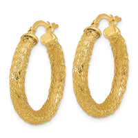 Load image into Gallery viewer, 14K Polished and Textured Hoop Earrings
