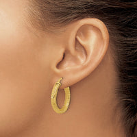 Load image into Gallery viewer, 14K Polished and Textured Hoop Earrings
