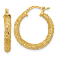 Load image into Gallery viewer, 14K Polished and Textured Hoop Earrings
