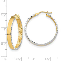 Load image into Gallery viewer, 14K W/White Rhodium Polished and Diamond-cut Hoop Earrings
