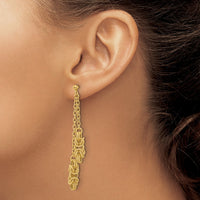 Load image into Gallery viewer, 14K Polished and Textured Dangle Post Earrings
