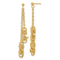 Load image into Gallery viewer, 14K Polished and Textured Dangle Post Earrings
