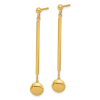 Load image into Gallery viewer, 14K Polished Bar with Bead Dangle Post Earrings
