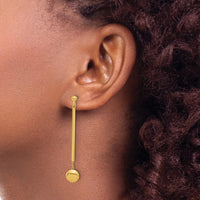 Load image into Gallery viewer, 14K Polished Bar with Bead Dangle Post Earrings
