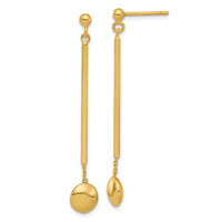 Load image into Gallery viewer, 14K Polished Bar with Bead Dangle Post Earrings
