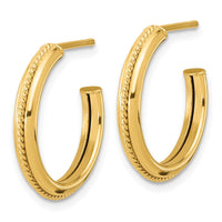 Load image into Gallery viewer, 14K Polished and Textured Round J-Hoop Earrings
