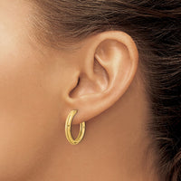 Load image into Gallery viewer, 14K Polished and Textured Round J-Hoop Earrings
